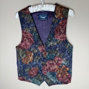 Vintage Best American Clothing Co Floral Vest Fits Womens Small Medium Satin